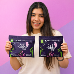 Pack of 2: Pakhi Organic Bamboo Sanitary Pads XL with Anion Strip (12 Pads + 2 Panty Liner)