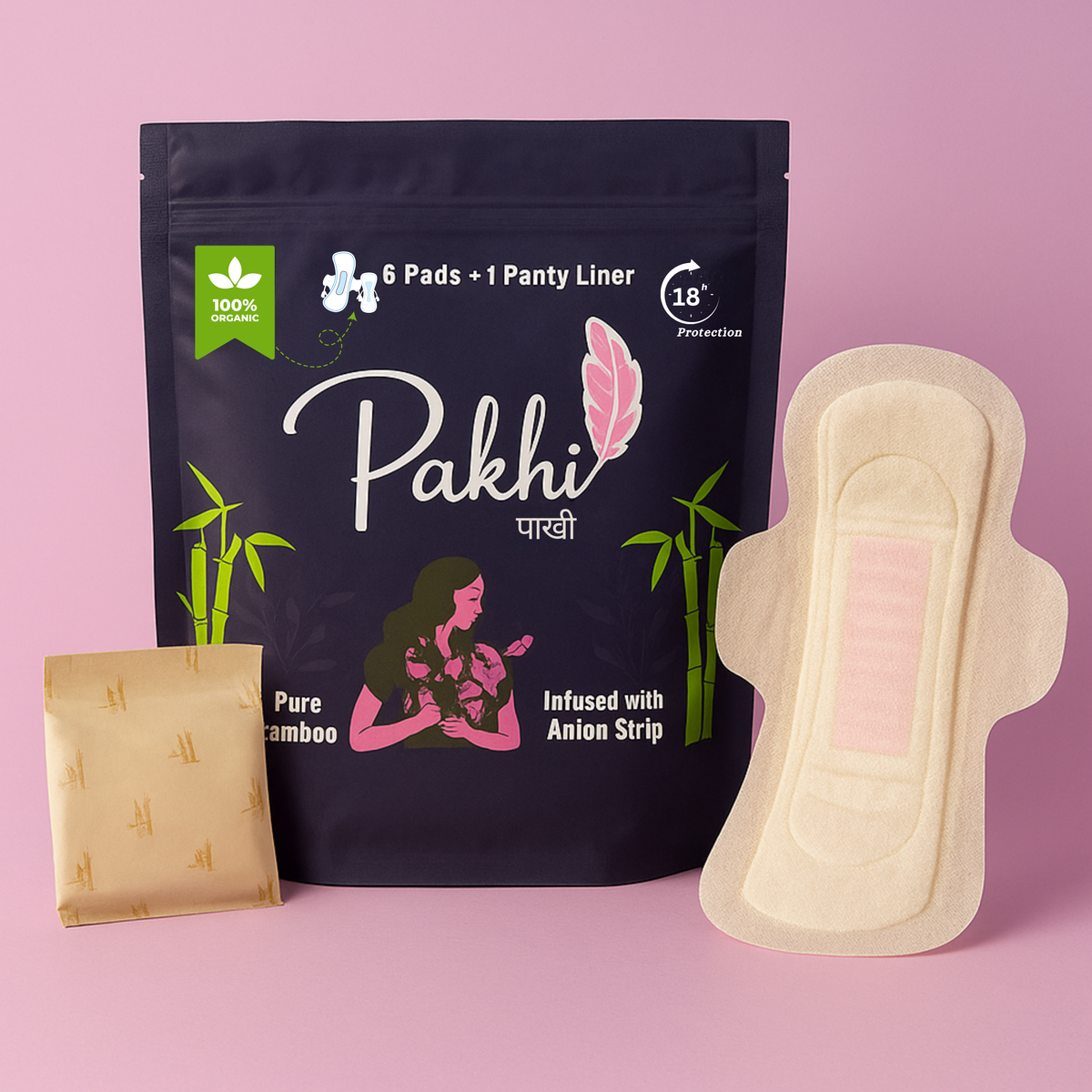 Pakhi Organic Bamboo Sanitary Pads XL with Anion Strip